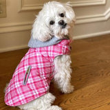 Weekender Dog Sweatshirt Hoodie Pink Plaid