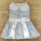 Blue Daisy Dog Dress with Matching Leash