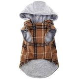 Weekender Dog Sweatshirt Hoodie - Brown & Black Plaid Flannel