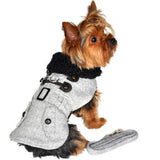 Grey Herringbone Designer Coat with Matching Leash