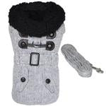 Grey Herringbone Designer Coat with Matching Leash
