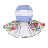 Blue & White Pastel Pearls Floral Dress with Leash