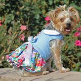 Blue & White Pastel Pearls Floral Dress with Leash