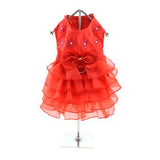 Red Dog Harness Dress - Red Satin - Size Large