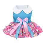 Pink and Blue Plumeria Floral Dog Dress