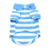 Striped Doggie Polo - Blue Niagara and White