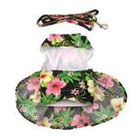 Twilight Black Hawaiian Hibiscus Dog Dress with Matching Leash