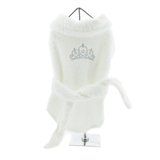 White Cotton Bathrobe with Silver Tiara for Girl Dogs