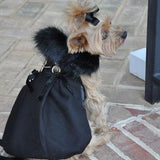 Wool Fur Trimmed Dog Harness Coat - Black