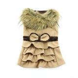 Wool Fur-Trimmed Dog Harness Coat - Camel
