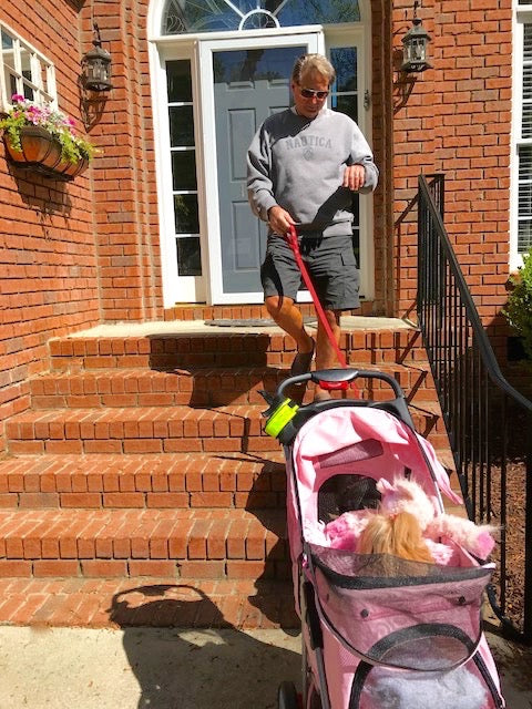 Daddy is driving my stroller!