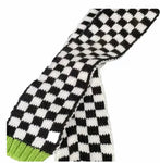 Black & White Check Scarf with green trim