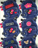 Denim Backpack with Pompoms!