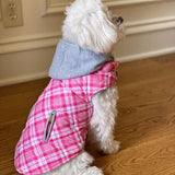 Weekender Dog Sweatshirt Hoodie Pink Plaid