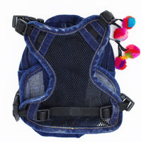 Denim Backpack with Pompoms!