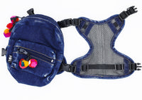 Denim Backpack with Pompoms!