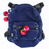 Denim Backpack with Pompoms!