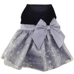Holiday Harness Dress - Black Velvet with Gray Snowflake Skirt