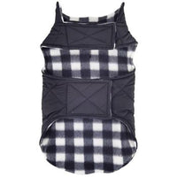 Reversible Fleece Lined Puffer Coat - Black & White Plaid