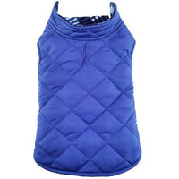 Reversible Fleece Lined Puffer Coat - Blue Plaid