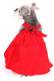 Custom Red Silk Dog Dress with additional attachments.