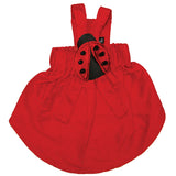 Custom Red Silk Dog Dress with additional attachments.