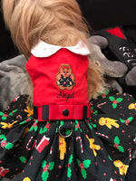 Christmas Holiday Dog Harness Dress - Gingerbread