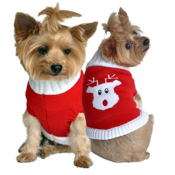 Red Rudolph Holiday Dog Sweater