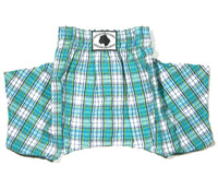 Blue Seersucker Plaid Belly Boxer Shorts for Dogs