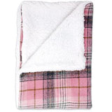 Sherpea-Lined Dog Blanket - Pink & White Plaid