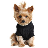 Combed Cotton Cable Knit Dog Sweater - Jet Black