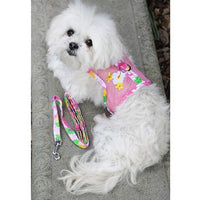 Cool Mesh Dog Harness with Leash - Pink Hawaiian Floral