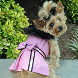 Wool Fur Trimmed Dog Harness Coat - Pink