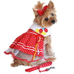 Red Polka Dot Balloon Dog Dress with Matching Leash - The Abigail Collection