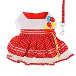 Red Polka Dot Balloon Dog Dress with Matching Leash - The Abigail Collection