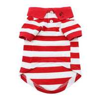 Striped Doggie Polo - Flame Scarlet Red and White