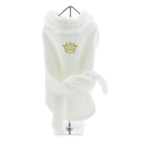 White Bathrobe for Boy Dogs with Gold Crown
