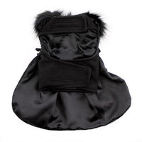 Wool Fur Trimmed Dog Harness Coat - Black